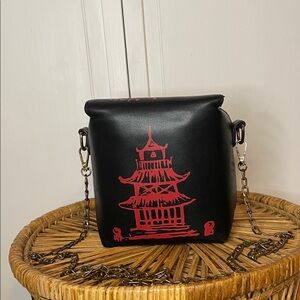 3AM Forever Chinese Takeout Box Thank You Crossbody Black and Red Bag